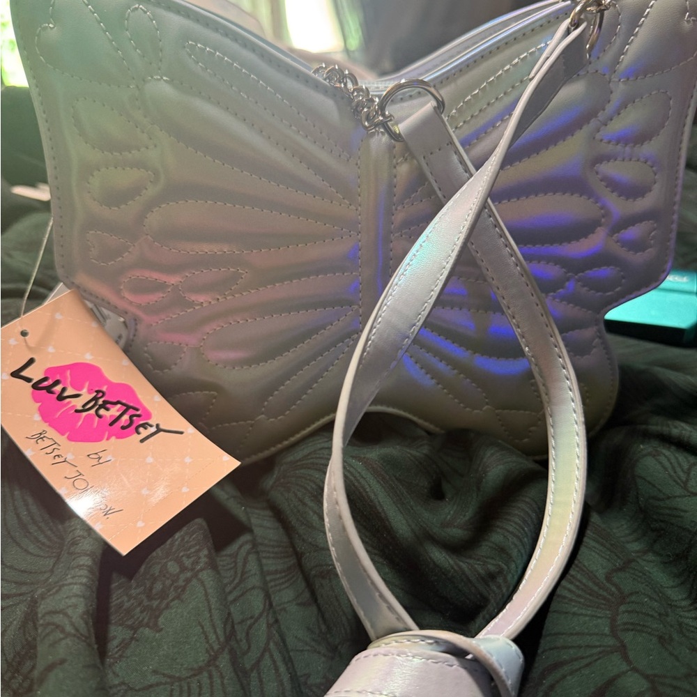 Betsey Johnson Butterfly Crossbody Bag - Iridescent White
